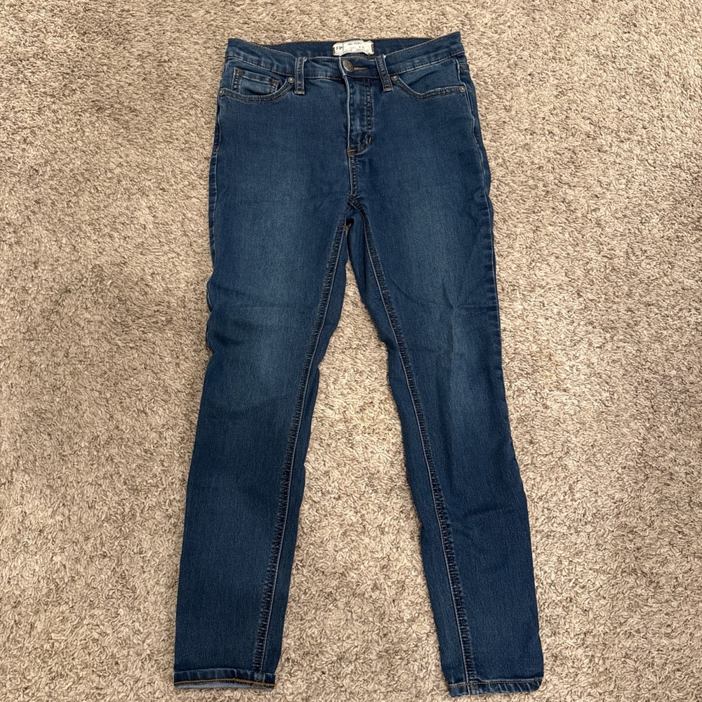 Free People Deep Blue Skinny Jeans